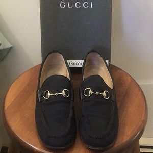 Gucci Blue Fabric Loafers